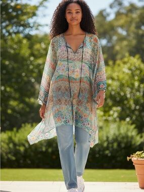 Johnny Was Multicolor Floral Tunic